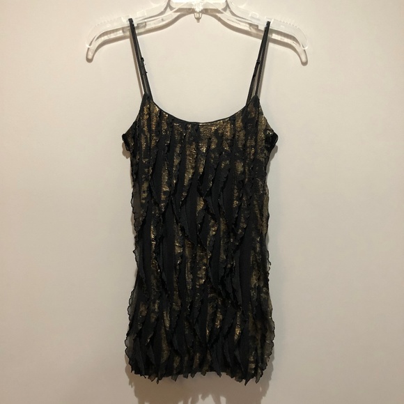 Forever 21 Tops - Fringe Gold and Black Strap Top